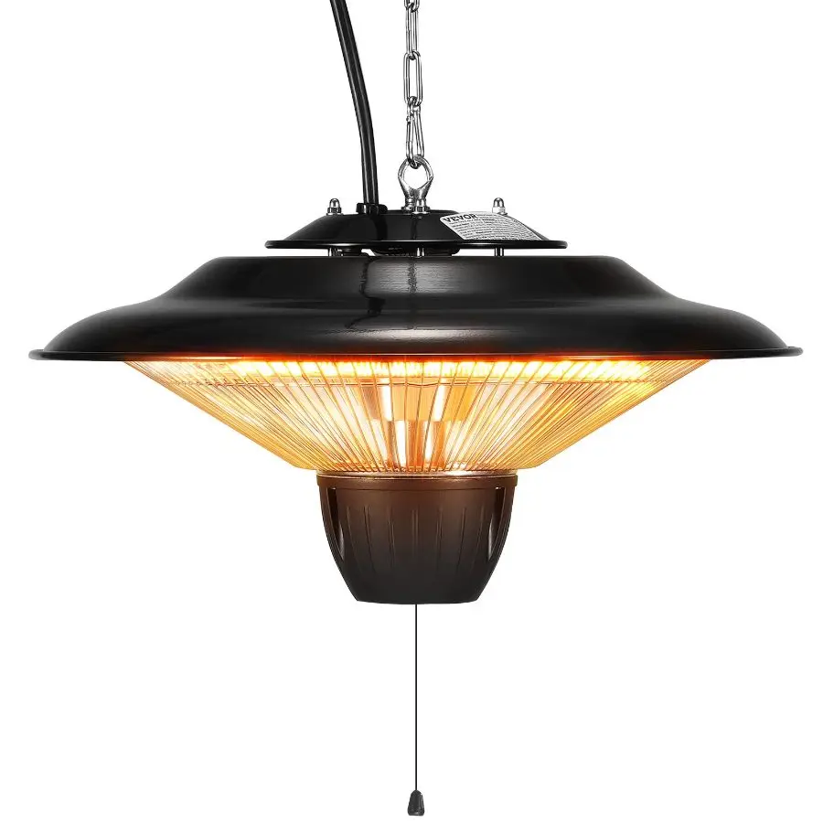 VEVOR Hanging Patio Heater, 1500W Electric Space Infrared Heater, IP34 Protection with 23.6 inch Pull Cord Adjustable Chain, for Porch, Patio, Dining Room, Studio Outdoor/Indoor