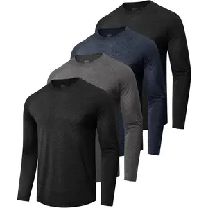 4 Pack Long Sleeve Shirts for Men - Quick Dry Moisture Wicking Sun Protection Tshirts for Fishing Workout Athletic Casual Gym