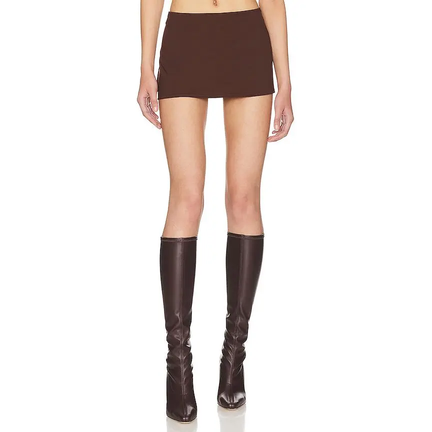 DANIELLE GUIZIO Micro Mini Skirt in Brown