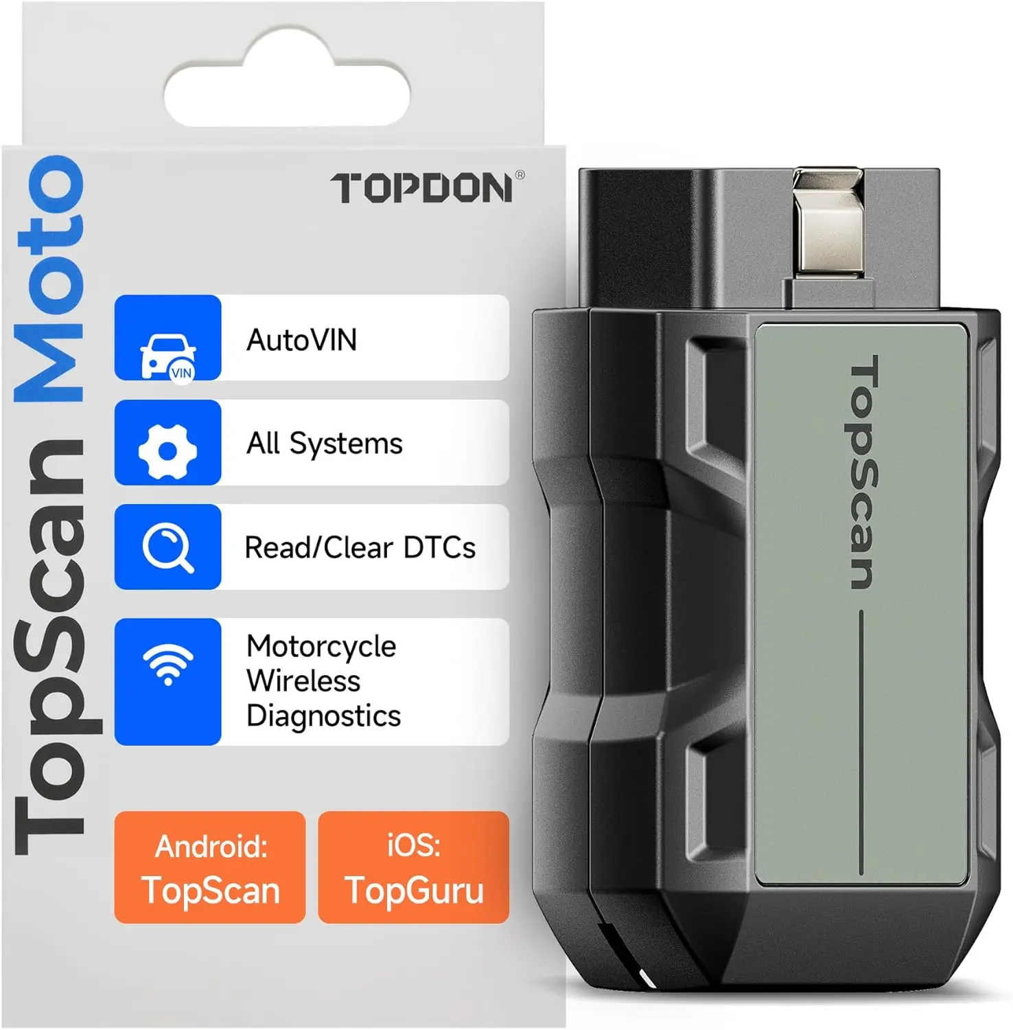 TOPDON TopScan Motorcycle Diagnostic Tool, Wireless Motorcycle OBD2 Scanner Fits for Harley, Ducati, BMW, All Systems Motorbike