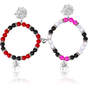 Household daily necessities 2pcs Spiderman Friendship Bracelets, Magnetic Bracelets Pink Power Stone Matching Bracelets for Couple Halloween Party Valentines Jewelry