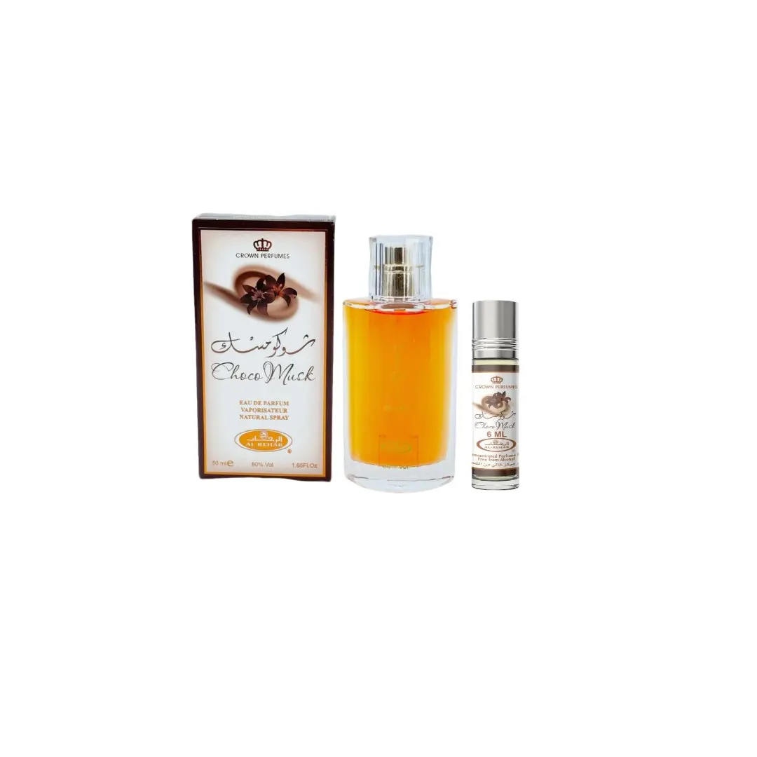 Al Rehab Choco Musk Eau de Parfum Gift Set, Sweet Chocolate & Powdery Vanilla Scent, Long-Lasting Unisex Fragrance for Adults, 1.6 oz Spray & 0.2 oz Roll-On