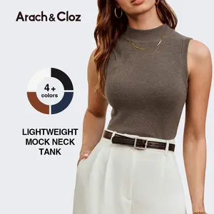 Arach&Cloz Womens Wool Blend Soft Sweater Tank Mock Neck Sleeveless Casual Spring SummerVibes 2026