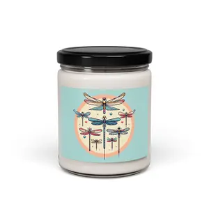 Dragonfly Dreams Scented Soy Candle - Aromatherapy Room Accessory for Her, Meditation, Relaxation & Nature Lovers Glass Christmas Decor Fragrance Cozy Ornaments Freshener Perfume Decoration Gift
