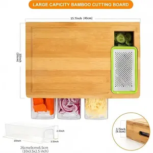Durable Bamboo Cutting Board with Drawer Juice Trough Easy Grip Handle Food Sliding Out Design Tray for Storage Transport Cleaning Ideal for Apartments Kitchens