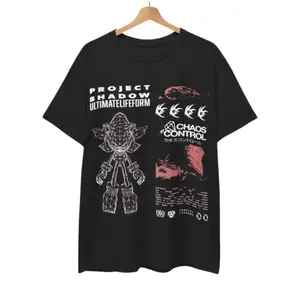 Project Shadow T-Shirt, Shadow the Hedgehog Shirt, Unisex Vintage Graphic Tees Gothic Grunge Y2k Emo Scene Amity Affliction Style Clothes Men Women Streetwear