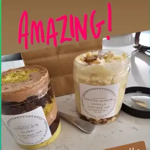 4-Jar Pack: 8oz Gourmet Cupcake Jars (Includes Insulated Shipping) Perfect for Gifts & Parties Brownie Batter Flavor Baking Treat Cookiecake Dessert