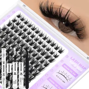 Lash Clusters Kit Wispy Lash Clusters Cluster Eyelash Extensions 10-18mm Lash Extension Kit Eyelash Cluster Eyelash Extensions Waterproof DIY Individual Lashes Clusters with Soft Thin Band