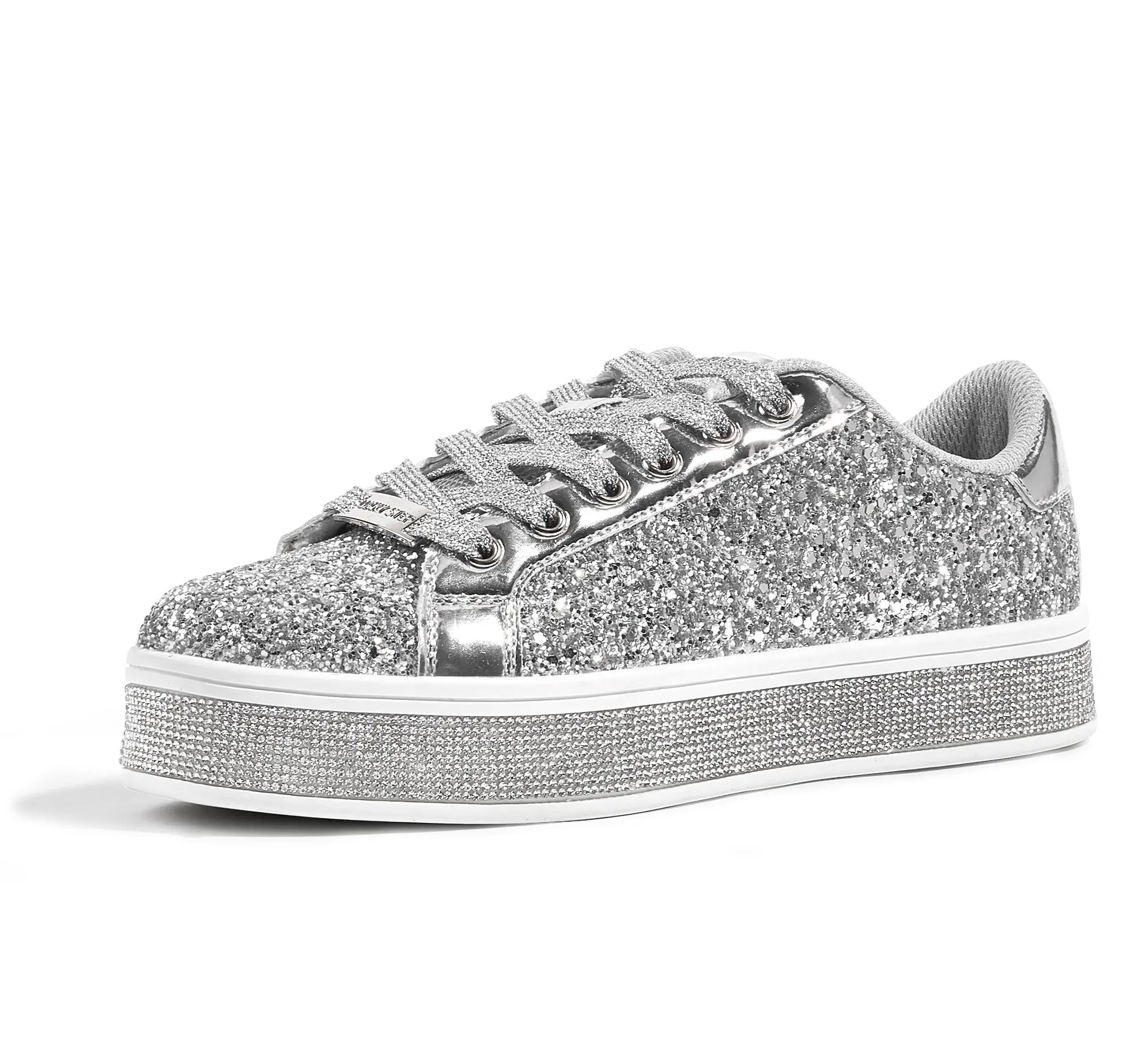 LUCKY STEP Women's Closed Platform Glitter Athletic Casual Trainers - Sparkly Walking Shoes for Wedding Bridal Fashion - Spring Glow Up Style Summer Sneakers, Aesthetic, Party, Statement Shoes, Low Top, Footwear, Holiday