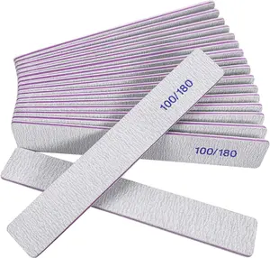 Nail Files (12 Pack), 100/180 Grit Emery Boards Nail File for Natural Nails and Acrylic Nails, Double Sided Emory Boards limas para unas acrilicas Profesional Fingernail Filer Reusable Manicure Gray