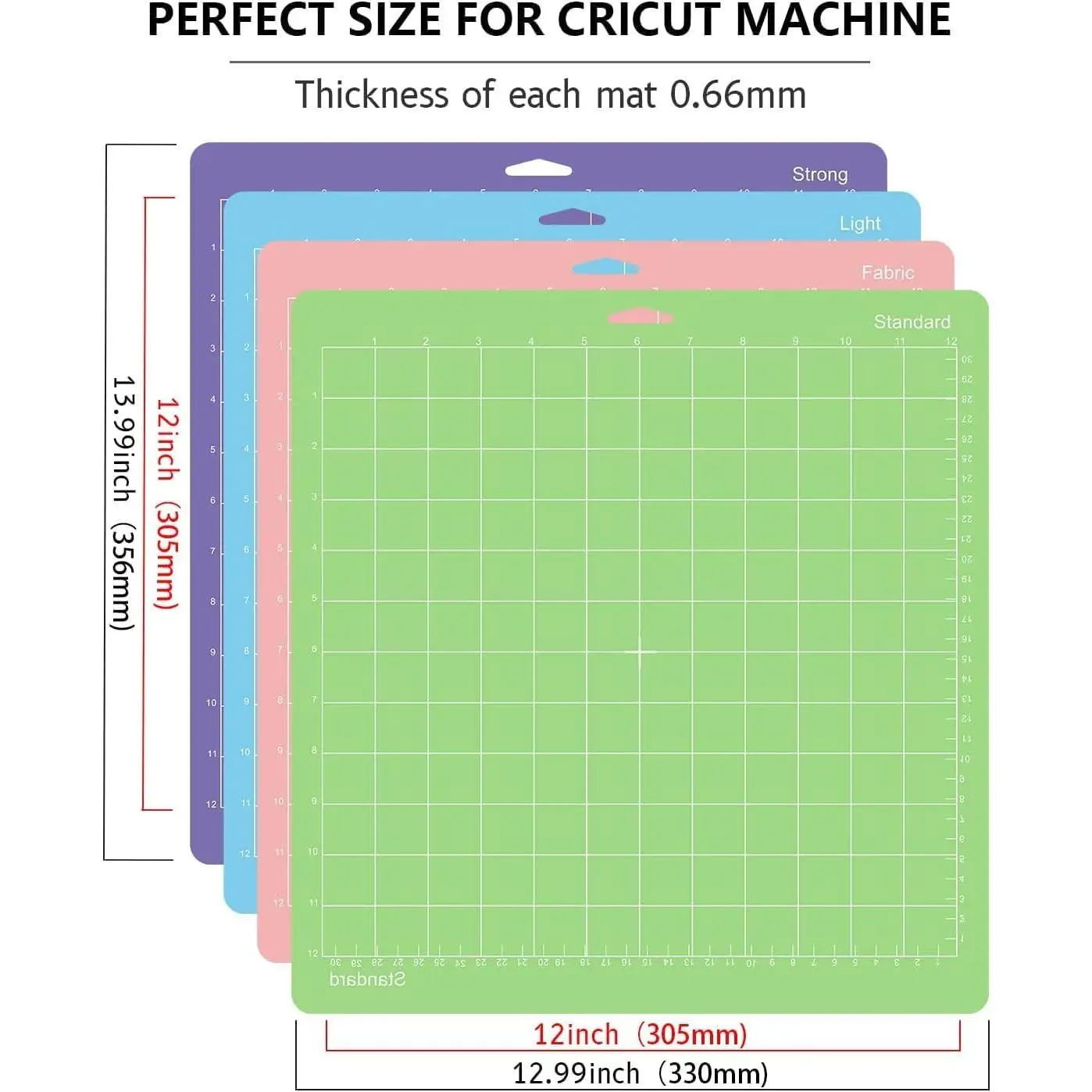 Cutting Mats 12x12 4 Pack, Compatible With Cricut Explore One/Air/Air 2/Maker 3/Maker Replacement Accessories (Standard,Light,Strong,Fabric) for Supply, Construction Paper, Cotton