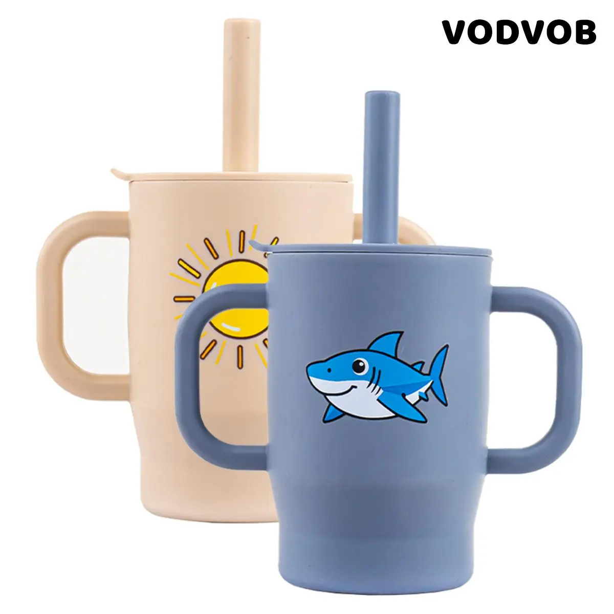 VODVOB Printed Silicone Baby Cup – BPA-Free Spill-Proof Training Cup with Cute Designs & Handles for Toddlers