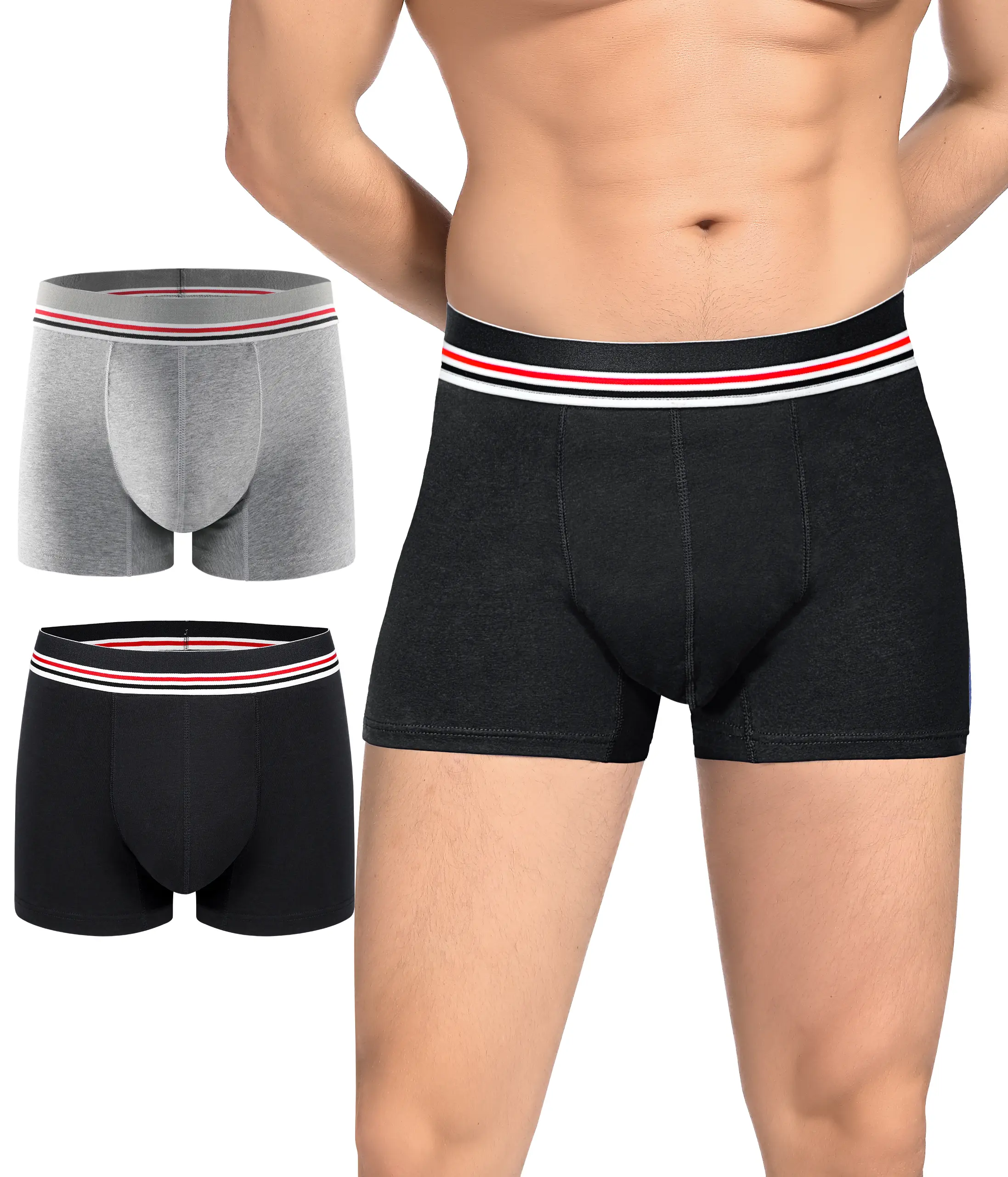 CARER Men's Incontinence Briefs, 2-Pack Navy Washable Dry Fit with Striped Waistband, 80ml Protection for Light Leakage, No Pads Needed, Activewear, Waterproof, Work, Quick Dry, Office Blue Clothes, Incontinence Wear
