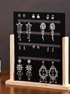 New Wooden Acrylic Earring Rack, Multi-Layer Large Capacity Earring Display Stand, Night Market Stall Jewelry Shelf, 1pc