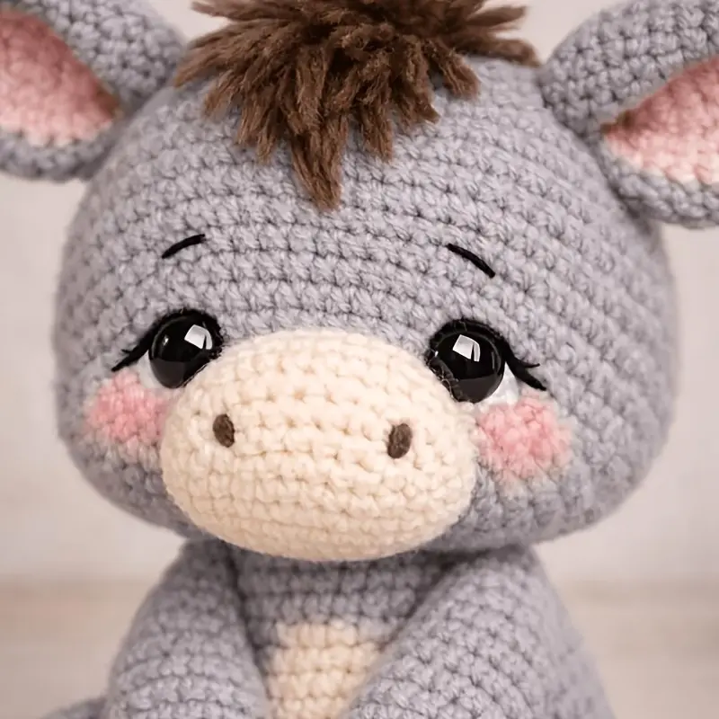 Cute Little Donkey Doll Decoration, Beginner Friendly Crochet Amigurumi Kit, Handmade Crochet for Craft Lovers, DIY Crochet Kit with Tutorial, Crochet Guide, Cute Crochet Figure, Crochet Animals