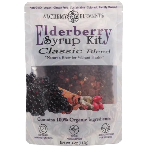 Organic Elderberry Syrup DIY Kit Makes 32 oz with Rose Hips, Ginger, Cinnamon & Cloves | Alchemy Elements