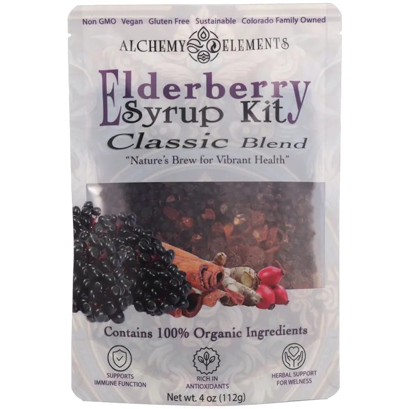 Organic Elderberry Syrup DIY Kit Makes 32 oz with Rose Hips, Ginger, Cinnamon & Cloves | Alchemy Elements