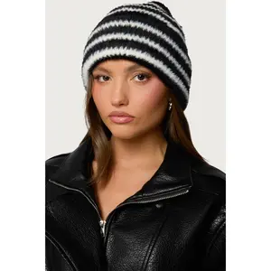 Striped Fuzzy Knit Beanie Striped Fuzzy Knit Beanie