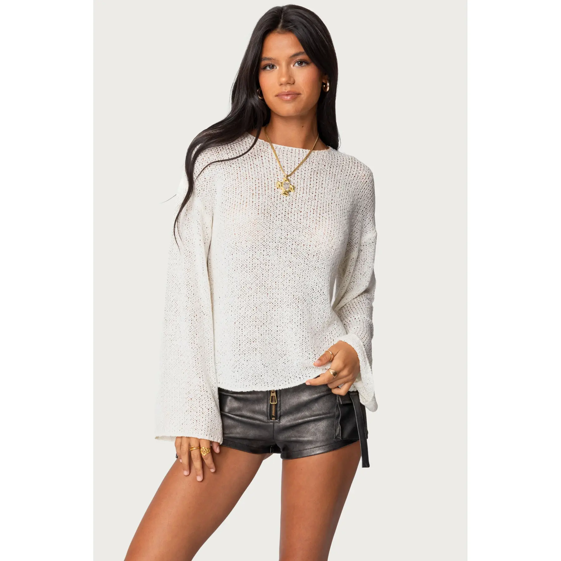 Drop Shoulder Light Knit Sweater