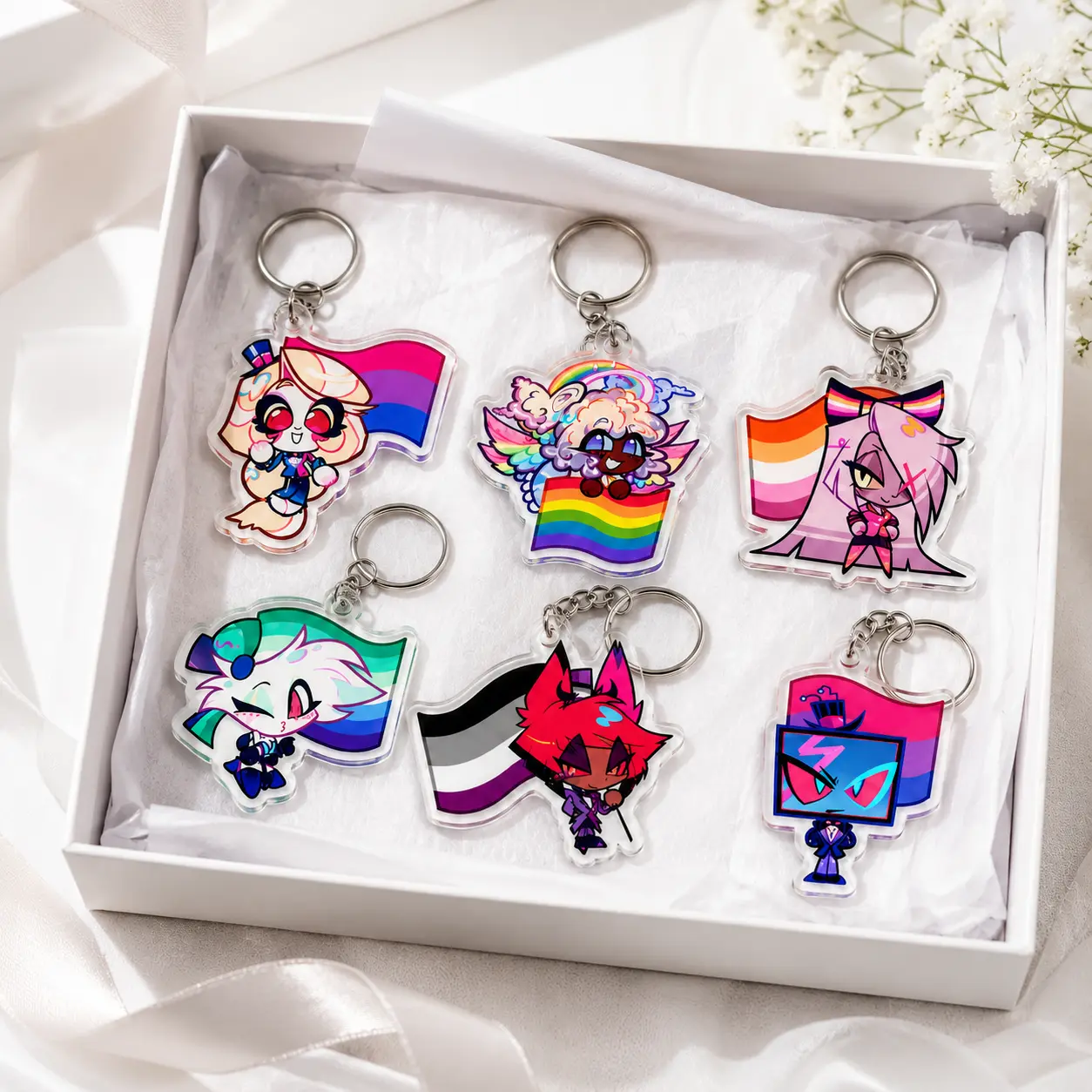Hazbin Hotel Pride Acrylic Keychains