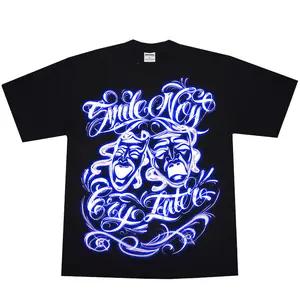 Smile Now Cry Later Airbrushed Light Blue, Chicano Clothing, Gangster clothes, Streetwear, Graphic tee, Hoodie men,women