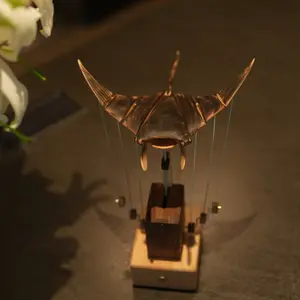 Handmade Wooden Manta Ray Mechanical Automaton - Internal Gears, USB-C Rechargeable, Silent Non-Music, 9.4in x 7.1in, Mechanical Funky Oddities Home Decor Items, Craftsmanship Room Accessory, Christmas Gift (summerwins)