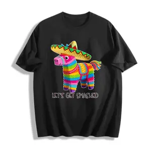 Men’s Casual Fun Graphic Tee 100% Cotton Plus Size S-5XL Colorful Piñata Sombrero Let's Get Smashed Party Season Gift For Friends lemons on fire streetwear logos on clothes topher t shirt American Short Sleeve T-shirt funny shirts men funny t shirt deals