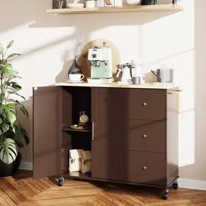 Kitchen Island With Storage, Rolling Kitchen Island On Wheels With Drop Leaf, Open Spice Rack Shelf, Door Cabinet, Drawer, Kitchen Cart Island Table For Kitchen