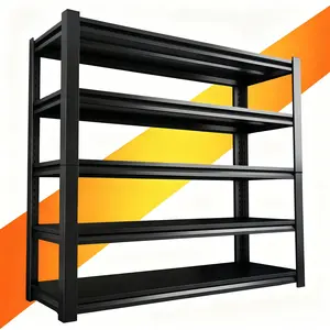 Heavy-Duty 3000-Pound Capacity Shelving Unit - Adjustable 5-Tier Metal Garage Storage Rack, Modular Garage Shelving, 10-Minute Assembly, Black Powder-Coated Finish, Practical Shelving for Warehouses, Workshops, and Basements