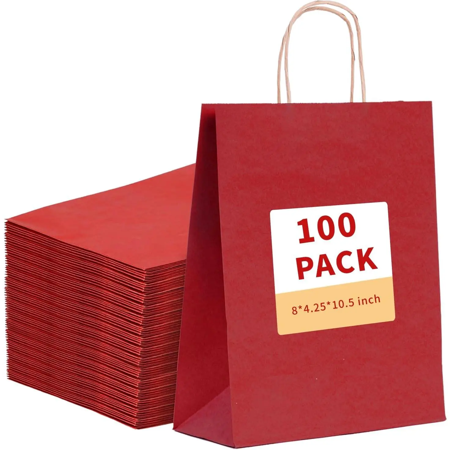 Bags with Handles 8x4.25x10.5 100 Paper Bags, Paper  Bags with Handles Red Paper Shopping Bags  Paper Bags Party  Bags Retail Merchandise Bags