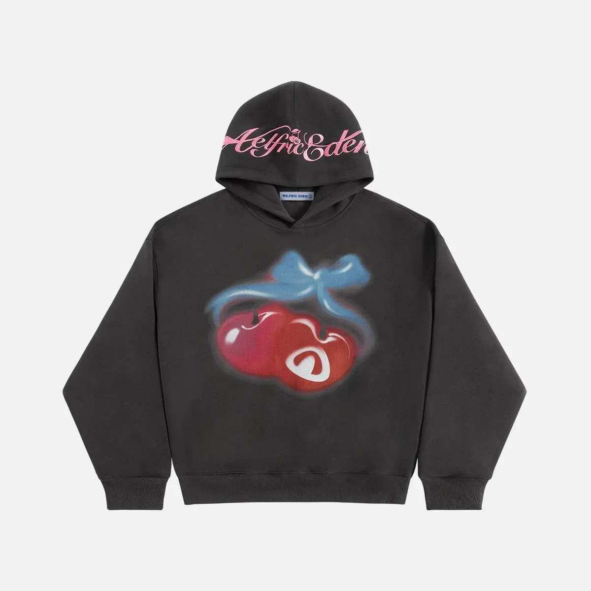 Aelfric Eden Unisex Oversized Boxy Cherry Pattern Pullover Hoodie Washed Hoodie Vintage Streetwear Trendy Y2k Hooded Pullover Tops