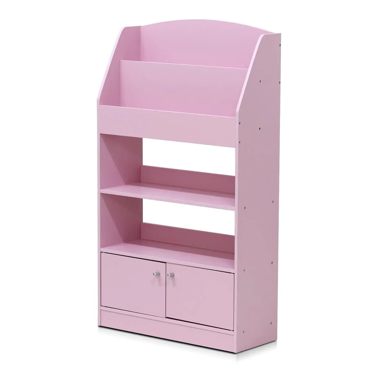Furinno FR16119PK Kidkanac Laminate Magazine & Bookshelf with Toy Storage Cabinet - Aesthetic Commercial Office/Classroom Furniture, Assembly Required, Pink