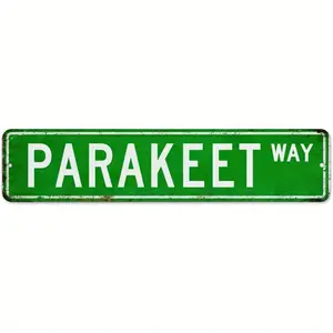 Vintage-Inspired "PARKEET WAY" Metal Sign - Rustic Green, 4x16 Inch - Distressed Look for Indoor/Outdoor Decor, Ideal for Man Cave, Backyard, Porch & Lounge, for Man Cave Accessory | Retro Style Decor | Metal Construction, Metal Wall Art Decor