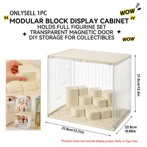 Plush Pendant Figure Display Box Organiser, DIY Trendy Doll Showcase, Dustproof Moisture-Proof, Clear Plastic Stackable Blocks, Suitable for Labubu/ Skullpand Collectors, Clear Storage Box