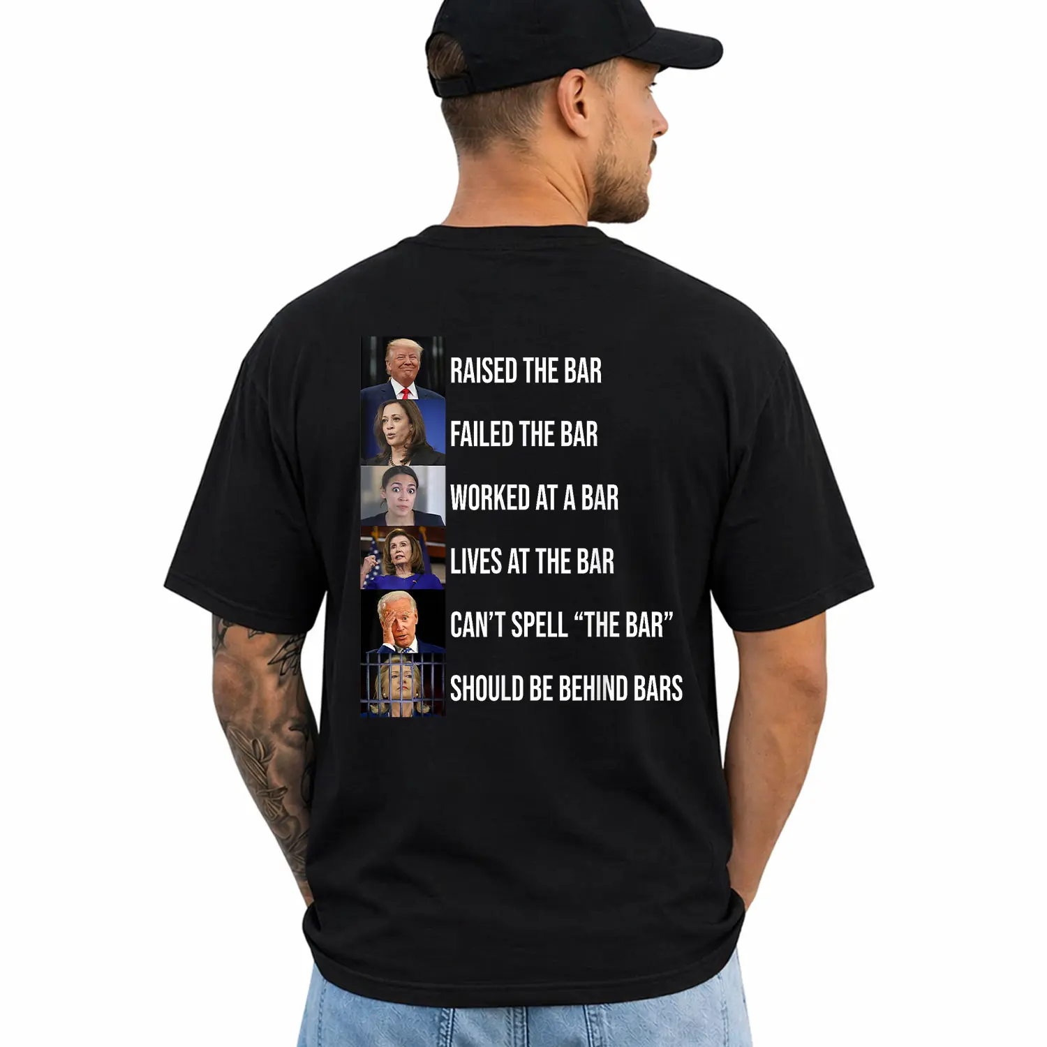 Trump Raised The Bar Failed The Bar T-Shirt, Short Sleeve Printed Graphic Shirt, Daily Casual Menswear