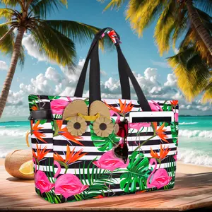 Extra Large Beach Bag Waterproof Beach Totes Bags for Women, Lightweight Foldable Pool Bag with Zipper Wet Compartment