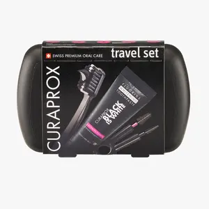 CURAPROX Travel Set Black Is White Ultra Soft & Gentle Toothbrush CS 5460 Toothbrush Be You Toothpaste & CPS Prime Interdental Brushes for Oral Hygiene