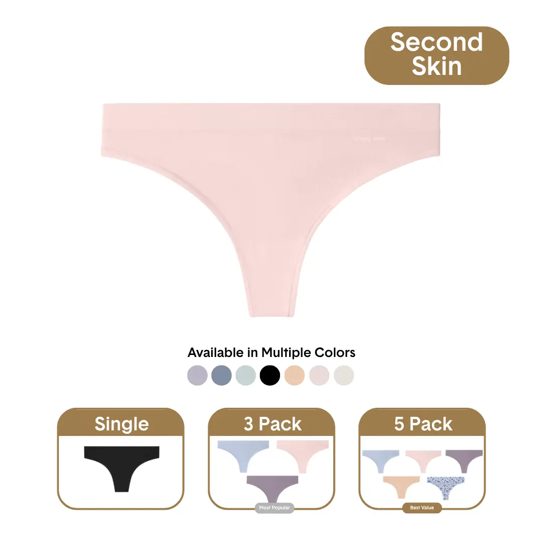 Tommy John Women’s Second Skin Thong with Lace Waist & Luxe Rib Options | Luxury Soft Modal Fabric, No Ride-Up Fit Spandex Smooth