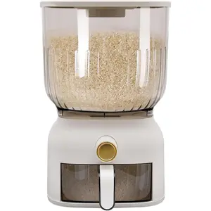13.23 lbs Rice Dispenser - Large Sealed Grain Storage Container with Food Dispenser and Cup, for Rice Beans Grains Cereal and Dry Food Storage Kitchen Organizer Sealed Microwave and Dishwasher Safe Containers