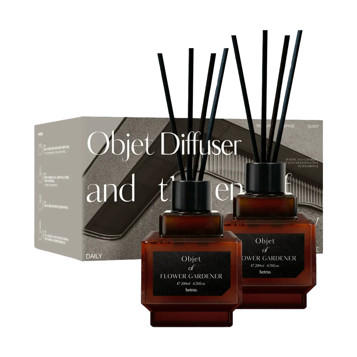 HETRAS Korean Cypress Essential Oil Diffuser Set - 200ml x 2, Chief Perfumer Art Aroma, GD Recommended Brand
