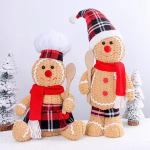 22" Large Christmas Gingerbread Plush — 2PCS Gingerbread Man Decorations, Boy & Girl Figures