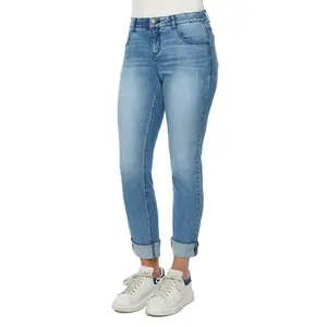JEANS - GIRLFRIEND CUT in  MISSY sizes AB Sol Solution 27/30 - Blue, Mid-Rise 9 Inches, Cuffed Length 27 Inches, Moisture Away Technology, All Seasons - Womenswear, Jean