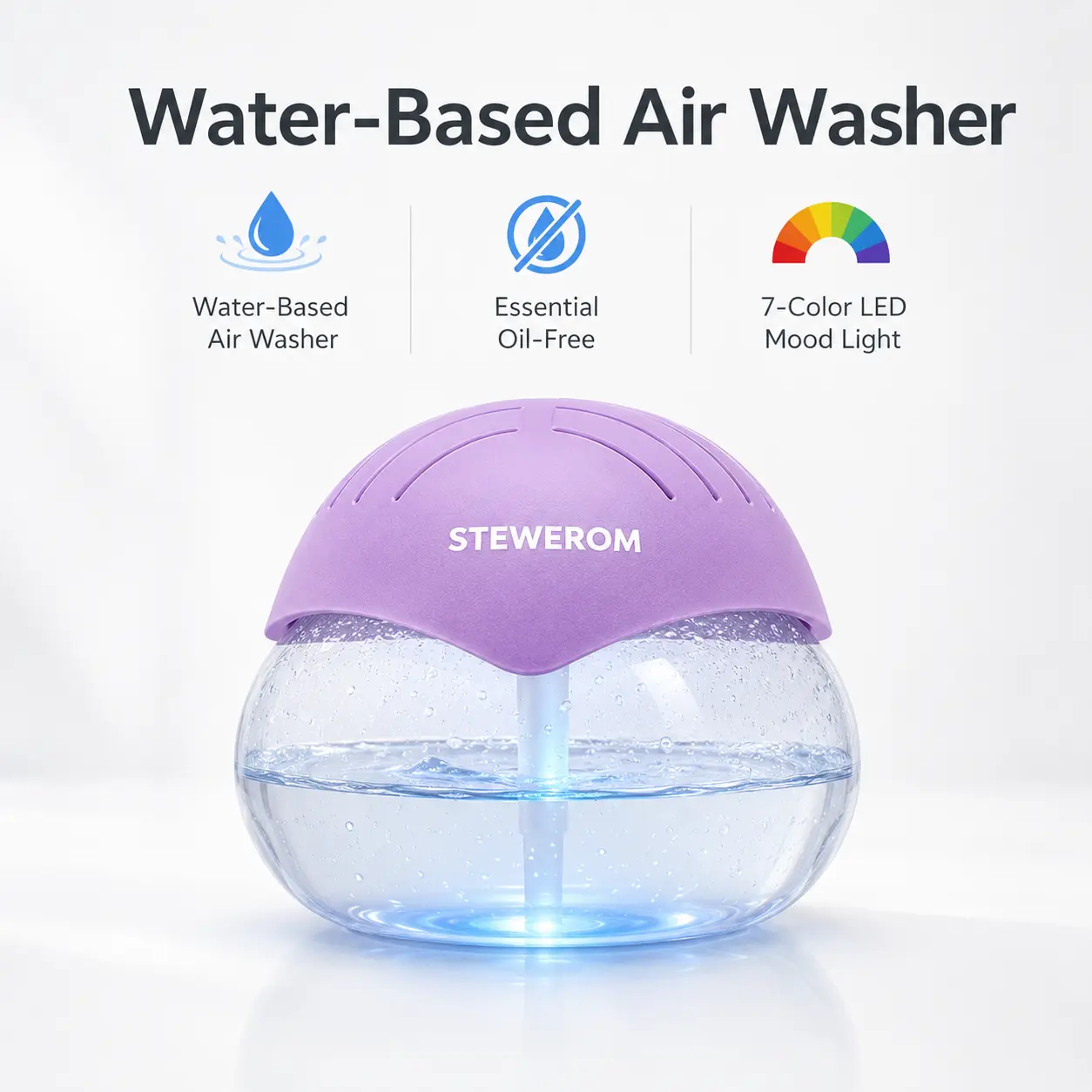 Stewerom Plug-in Air Purifier with Water Filter, Aroma Diffuser, Long-Lasting Fragrance, Odor Eliminator – Aroma Aromatherapy Machine for Home Bedroom, Office (Essential Oil Not Included), Plug-In Aromatherapy Machine