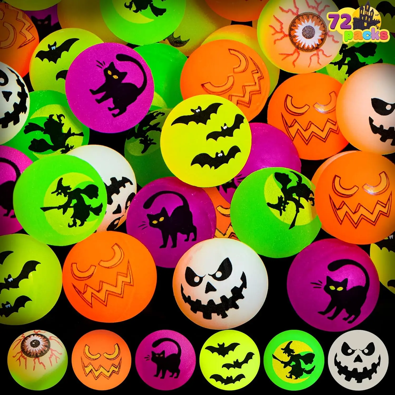 Cozy Fall Gifts 72 PCS Halloween Bouncy Balls, Glow in The Dark Bouncing Balls Eyeballs for Halloween Party favors Decorations, Halloween goodie bag fillers, Trick or Treating School Classroom Game Prizes