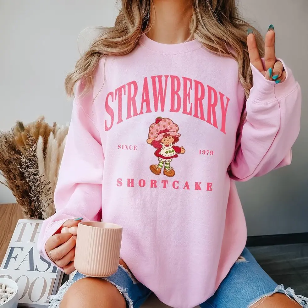Retro Strawberry Shortcake Sweatshirts, Life Is Delicious Hoodie, Strawberry Shortcake Graphic Tee, Funny Cartoon Sweatshirt