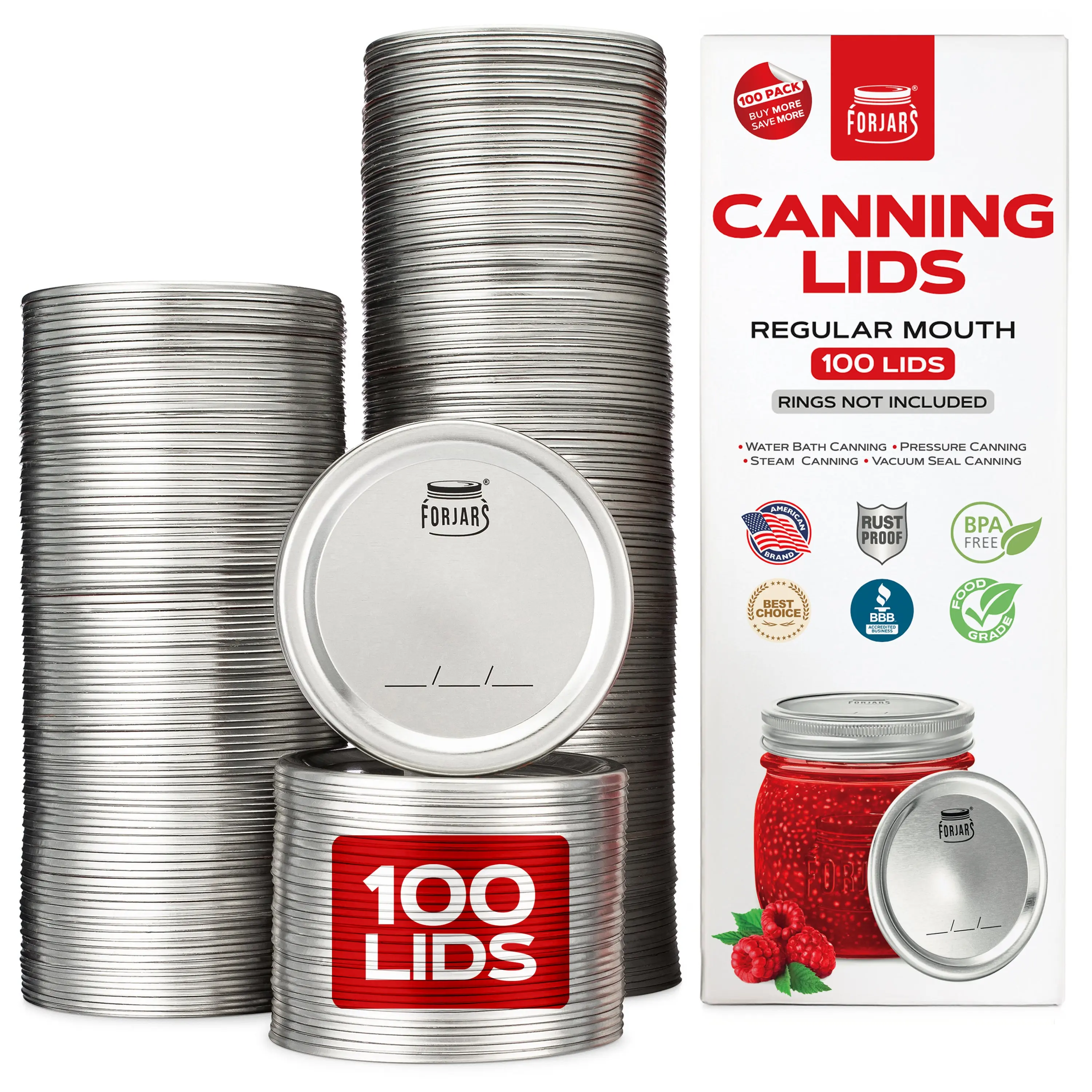 Forjars® - 100 Regular Mouth Canning Lids Forjars® - 100 Regular Mouth Canning Lids
