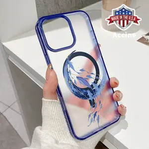 Magnetic Soft Case for iPhone 16 15 14 Pro Max 13 12 11 XR XS E Plus Drop Protection Transparent  Moonlit Fish Reverie Pattern Shockproof Silicone Cover Supports Wireless Charging