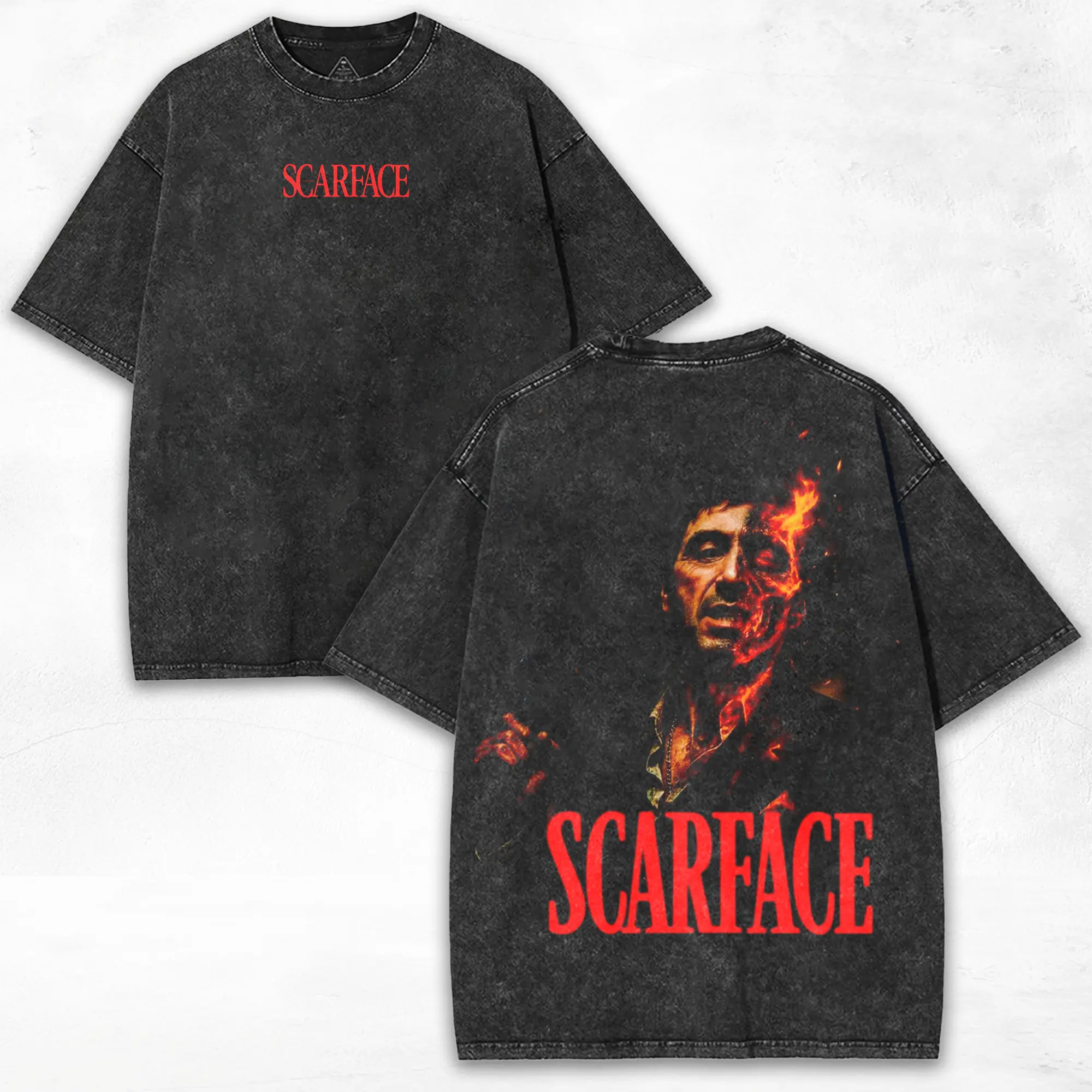 Scarface x Tony Montana + Gangster Vibe + Heavy Cotton Vintage Print + Washed Streetwear Tee + Collector Drop