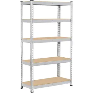 5-Tier Silver Boltless Shelf - Heavy-Duty Adjustable Modular Garage Storage Unit bookshelf floating shelves target bookshelf closet shelves for bedroom shelf shelves floating shelves target bookshelf closet-YS59