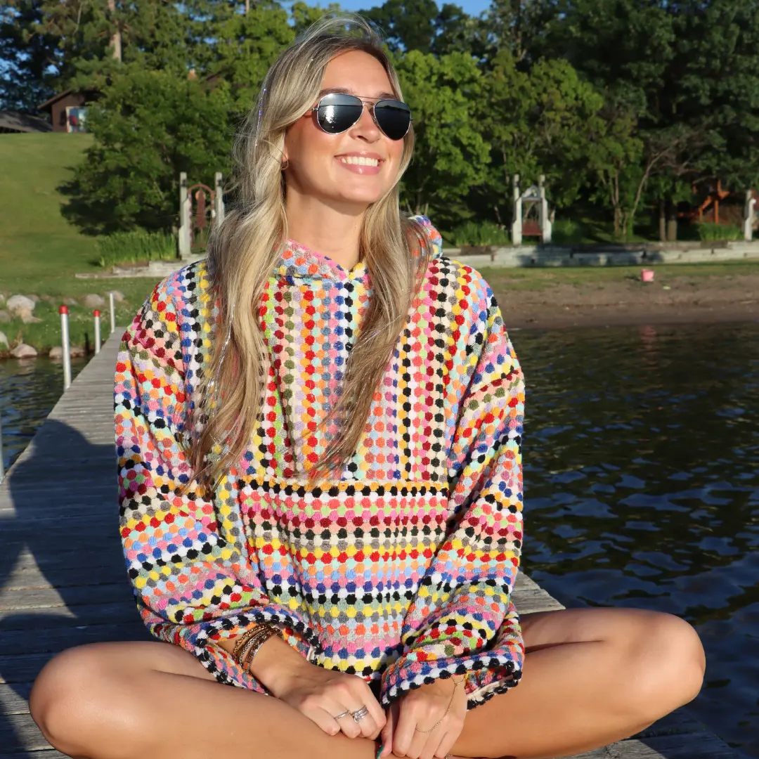 Rainbow Pom Pom Hoodie
